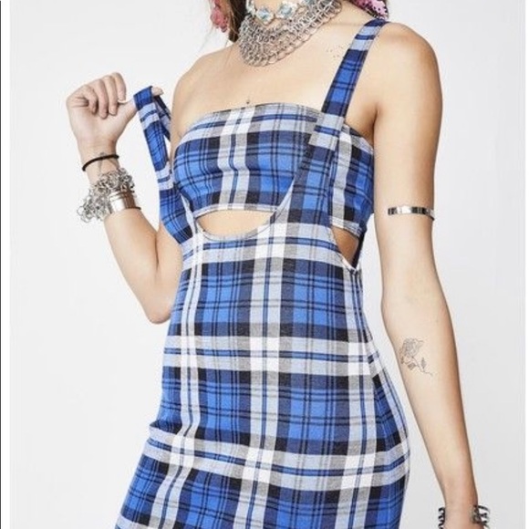 NEW w/tags MOTEL ROCKS Petra Plaid Dress L - Picture 1 of 3